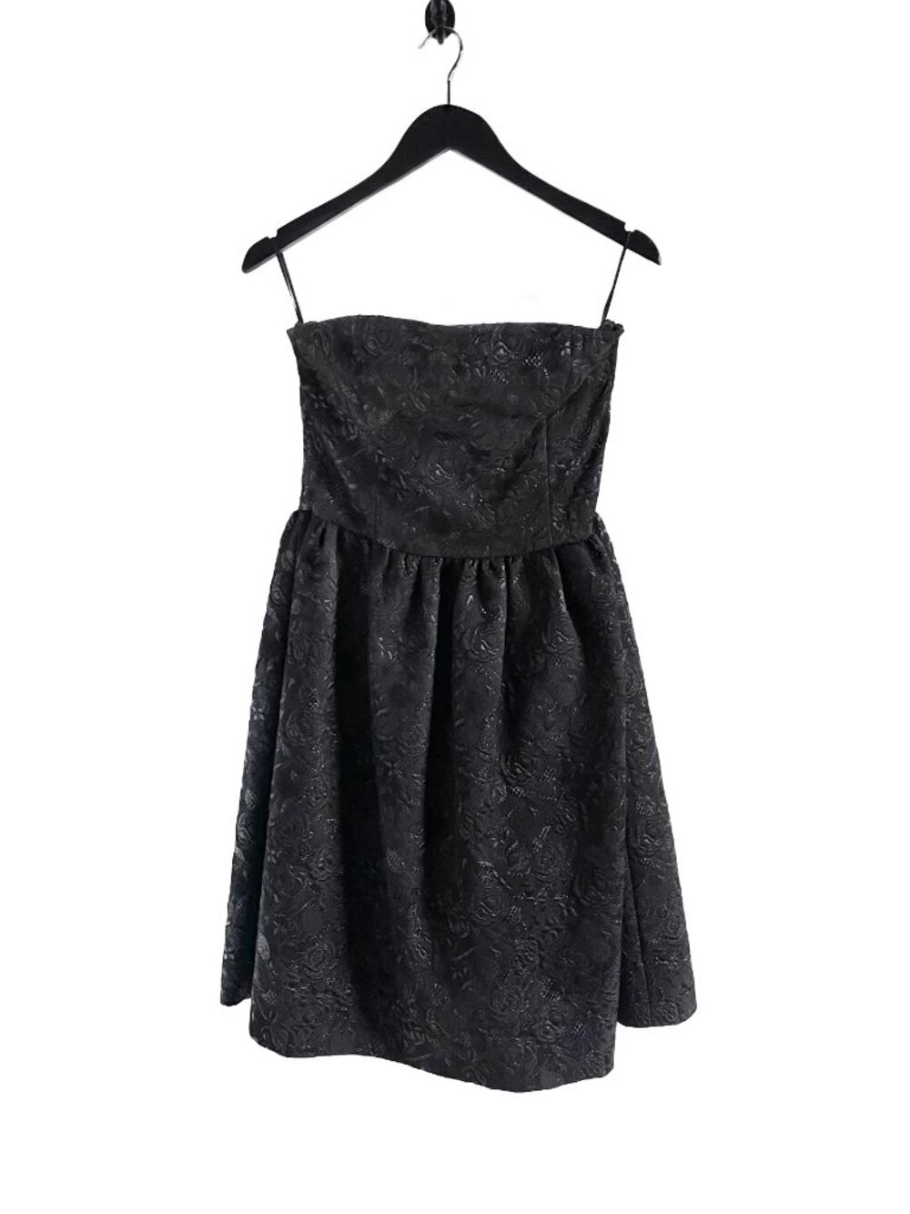 Prada 2010 Black Floral Jacquard Strapless Bustier Dress